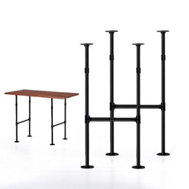 Imagem de Conjunto de pernas de mesa de tubo industrial de 96 cm em forma de H, pernas de base de ferro preto, mesas de café, mesas de cabeceira, vintage, estética moderna de meados do século, pacote com 2