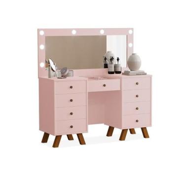 Imagem de Penteadeira com Espelho e Led Ronda Rosê - CASA H