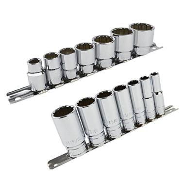 Imagem de Whitworth BSF BSW 3/20.3 cm Drive Shallow and Deep Sockets 14 peças 12 lados bi-hexagonais