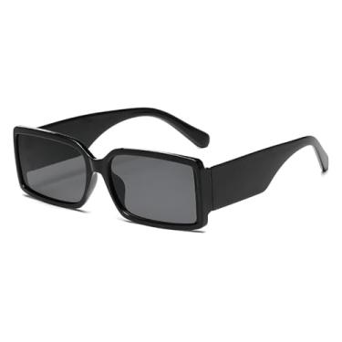 Imagem de Óculos de sol da moda, armações de óculos de sol femininos, verde, preto, UV400, vintage, retangular, punk, masculino (preto)