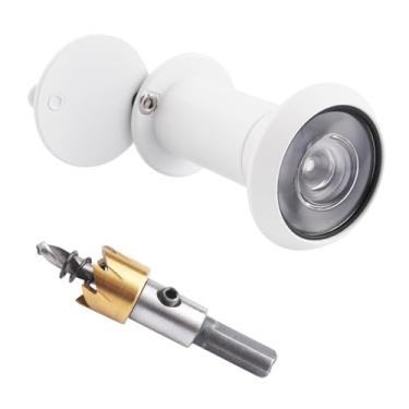Imagem de Tahikem Visor de porta, visores de porta com kit de broca de 16 mm, serve para porta frontal de 35 a 60 mm, orifício para olho mágico de ângulo amplo de 200 graus - Branco fosco