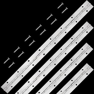 Imagem de FVSEC Pacote com 4 dobradiças de piano de 40,6 cm, dobradiça contínua para serviço pesado com furos para portas marítimas de barco, aço inoxidável 304, espessura da folha, 3,5 cm, largura aberta de