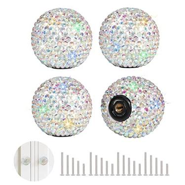 Imagem de Puxador de armário com puxador de cristal da Savori, gaveta de armário, maçanetas de porta com puxador redondo com parafusos para cozinha doméstica, escritório, 4 peças, AB Color