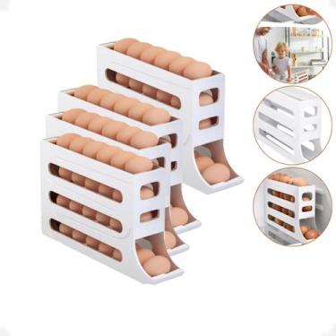 Imagem de Kit 4 Porta Ovos 4 Andares Organizador de Geladeira Branco - 123 organ
