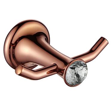 Imagem de Ferragens para banheiro em ouro rosé - Suporte para toalhas e papel higiênico | Conjunto moderno de 3 peças para montagem na parede, gancho para roupão