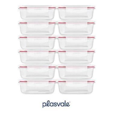 Imagem de Conjunto 12 Potes 640Ml Vidro Hermético 4 Travas Marmita - Le Bianco