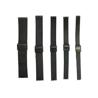Imagem de NZZXTO Pulseira de relógio de aço inoxidável de substituição para relógios Skagen Bering unissex com parafuso, serve em mais tamanhos (14 mm, passo preto de 7 mm