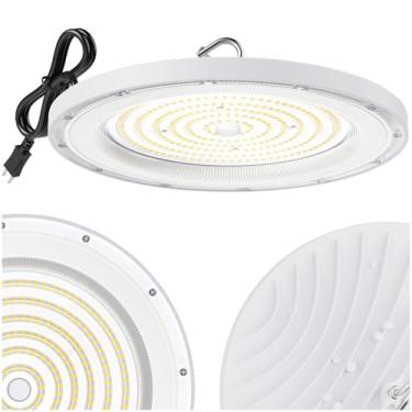 Imagem de WinWatt Luminária Led High Bay Eco 200 W, De Teto Ufo 15 Pés Com Plugue Para Garagem, Loja, Armazém, Oficina, 5000 K, 20000 Lm, Não Regulável Ip65 (Pacote 1 Unidade)