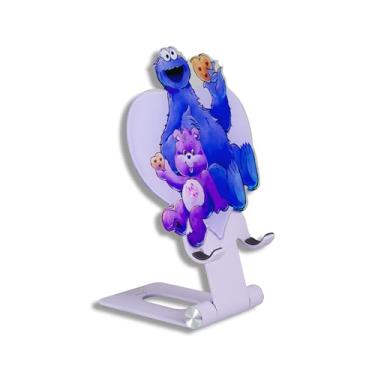 Imagem de Sonix Suporte para celular com personagens | Suporte de celular ajustável, suporte de mesa, doca | Ursos carinhosos x Vila Sésamo Roxo | Compartilhe Bear & Cookie Monster