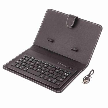 Imagem de Teclado Bluetooth Universal GRCFUMO, capa do teclado do telefone Stand, teclado sem fio para telefones Android iOS (Preto)