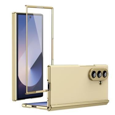 Imagem de AKABEILA Capa para Samsung Galaxy Z Fold7 5G com suporte magnético para veículo elétrico rígido em policarbonato antiqueda, fina, antiderrapante, capa flip para celular AG-ouro