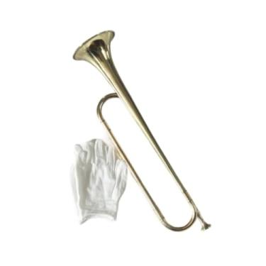 Imagem de Esquirla Tambor Trompete Dourado Instrumento Musical Profissional de Latão com Luvas para Festas Banda Escolar Infantil Iniciantes