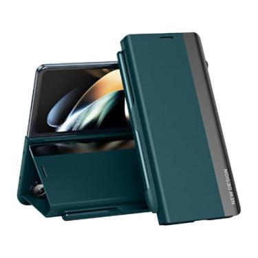 Imagem de Guppy Capa Slim Fit para Galaxy Z Fold 6, suporte magnético flip de couro com compartimento para caneta S integrado, proteção total Fold6 capa de telefone 2024-verde