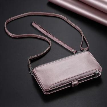 Imagem de Capa tipo carteira com zíper transversal para Samsung Galaxy S25 Ultra S23 S24 S21 S20 Fe S22 Plus A36 A16 A55 A35 A25 A15 5g A05s A06 4g (para Galaxy S21 FE/rosa)