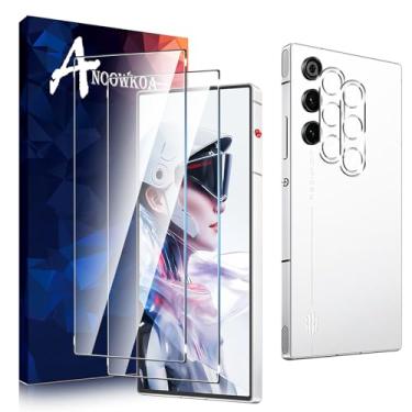 Imagem de Anoowkoa Pacote com 2 protetores de tela RedMagic 10 Air + [2 unidades] Red Magic 10 Air Protetor de vidro temperado para lente de câmera com dureza 9H. Suporta desbloqueio de impressões digitais sem