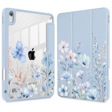 Imagem de May Chen Capa para iPad Air 11 (M3 2025 / M2 2024) 7º 6º, iPad Air 4 e 5 de 10,9 polegadas, 5º 4º (2022/2020) - Suporte para lápis + hibernar/despertar automático, capa traseira transparente à prova