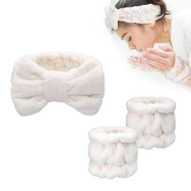 Imagem de ZJchao Pulseiras de Microfibra 4 Pares Faixas de Cabelo, Flanela de Toalha Elástica Absorvente, Variedade de Cores, Reutilizável, para Lavar Esportes de Ioga de Spa (C)