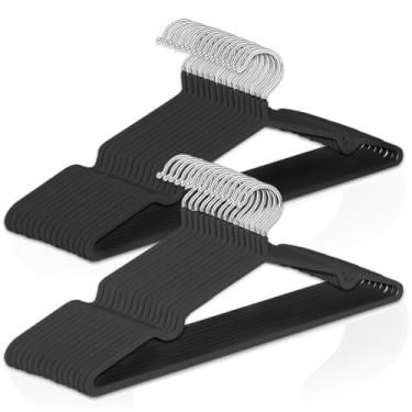 Imagem de Kit 30 Cabides Adulto Metal Emborrachado Antiderrapante para Roupas, Blusas e Calças (Preto)