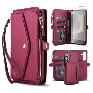 Imagem de Asuwish Capa de telefone para Samsung Galaxy S24 FE 5G capa carteira compatível com Magsafe RFID protetor de tela alça transversal alça flip compartimento para cartão com zíper bolsa celular S 24 EF