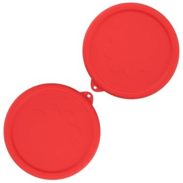 Imagem de Pacote com 2 tampas de silicone para tigelas de mistura de vidro esculpido Pyrex - Tamanhos pequenos servem apenas com 7401-S 3 xícaras, seguro para lava-louças e micro-ondas, vermelho (somente tampas