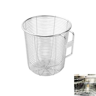 Imagem de Cesta de talheres de aço inoxidável 18/8 para suporte de pauzinhos para lava-louças, organizador de utensílios com orifícios de drenagem, pia de cozinha, prateleira de secagem, armazenamento de