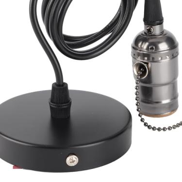 Imagem de E26 Pingente de Luz Pendente Vintage Com Interruptor de Corrente Tração - Suporte da Lâmpada Montada No Teto Bronze para Lâmpadas E26, Ideal para Cozinhas e Quartos (Preto)