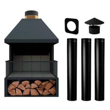 Imagem de Lareira a lenha Vesta com abertura para lenha em Aço Inox 304 escovado