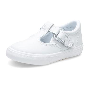 Imagem de Keds Tênis Daphne com tira em T para meninas, Branco, 5 Toddler