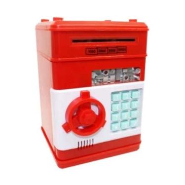 Imagem de Mini Cofre Eletrônico Digital Puxa Notas Automático Senha 4 Dígitos Dinheiro e Moedas(Vermelho)