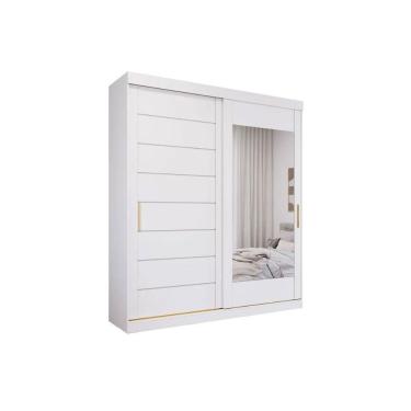 Imagem de Guarda Roupa 2 Portas de Correr (1 c/ Espelho) e 3 Gavetas Flora Branco - Panan