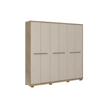 Imagem de Guarda Roupa Casal 6 Portas e 3 Gavetas c/ Pés Belmont 1154 Noce/Off White - Carraro