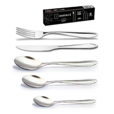 Imagem de Faqueiro 24 Talheres Aço Inox Garfo Faca Colher Mesa Chá Linha Onix Id