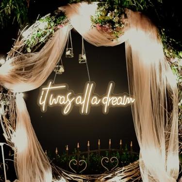 Imagem de Sinal de neon It Was All a Dream Light Sign LED 3D personalizado neon luzes de LED neon brilho reutilizável ajustável para decoração de parede decoração de quarto ou placas de neon para festa de Natal de casamento tamanho 50 cm