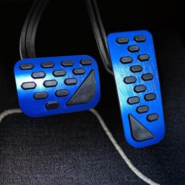 Imagem de TDOFYH Capa de pedal de carro nova para Jeep Grand Cherokee 2024 2025 liga de alumínio sem perfuração Capas de pedal de freio e acelerador de alumínio 2 peças (azul)