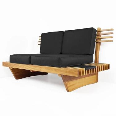 Imagem de Sofá 2 Lugares Xangai Madeira Nobre Sala Moderna - Amarelo Amarelo