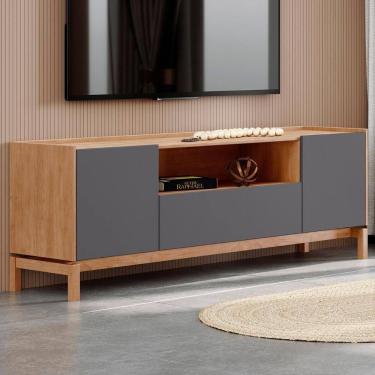 Imagem de Rack TV 50 Polegadas 180cm 2 Portas 1 Gaveta Soleil Tauari Grafite F07 - Mpozenato