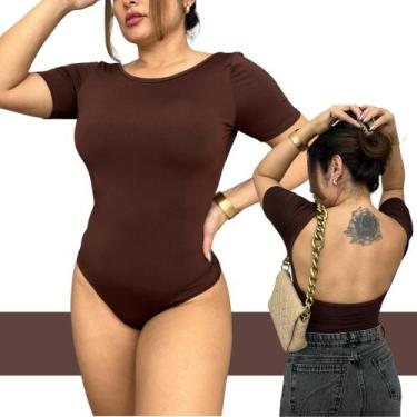 Imagem de Body Feminino Custa Nua Manga Curta Tecido Suplex Com Fecho Sem Bojo -