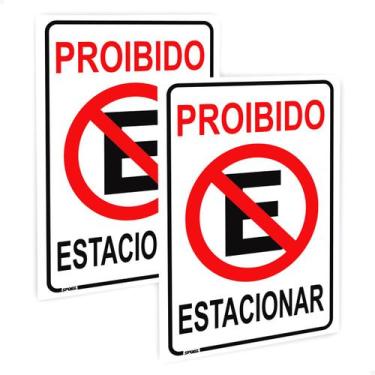 Imagem de Kit 2 Placas Proibido Estacionar Garagem 20x30cm Ps 1mm - SPORTINOX