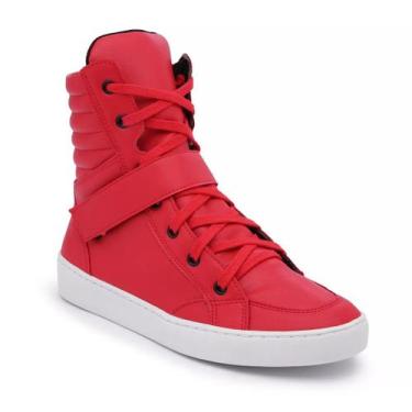 Imagem de Tênis Vegano Cano Alto em material sintético com Tira Bawmi, Vermelho,
