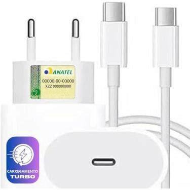 Imagem de Carregador turbo 35w compativel Iphone 15 e 16 Fonte e Cabo USB.C - He
