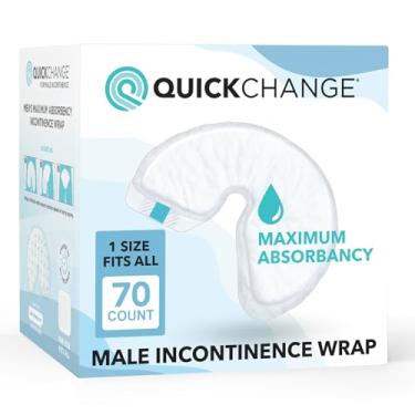 Imagem de QuickChange QuickChange Envoltório para incontinência masculina, suprimento para 2 semanas (70 unidades), alternativa de cateter para homens com mobilidade reduzida, absorção máxima, U