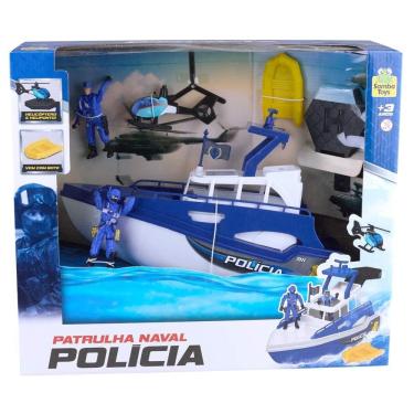 Imagem de Lancha Policial Patrulha Naval Samba Toys Azul