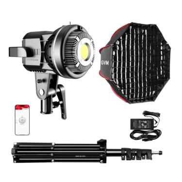 Imagem de GVM Great Video Maker Luz LED 80W, kit de iluminação de estúdio de fotografia, kit de iluminação Softbox com montagem Bowens, suporte de tripé, softbox de 22", iluminação de saída contínua CRI97+ 5600K - YouTube, vídeo, casamento