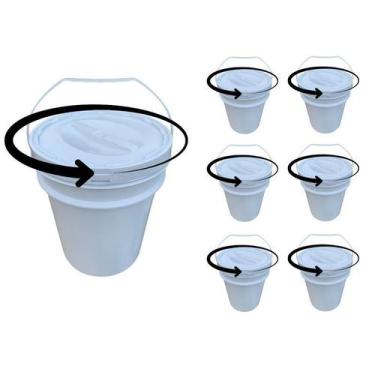 Imagem de Balde Para Cloro Alça Plástica E Tampa Rosca - Kit 6 Pçs - Nastripack