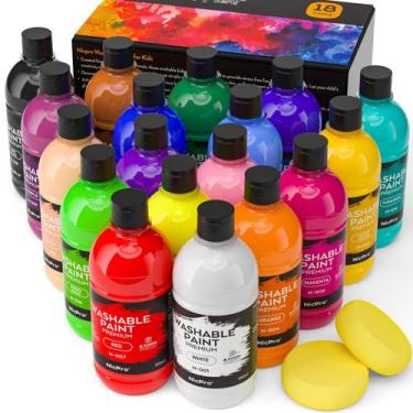 Imagem de Conjunto de tintas Nicpro 18 cores lavável de 250 ml de acrílico para 