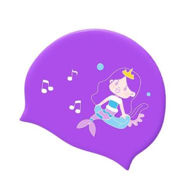 Imagem de Touca De Natação Silicone Infantil Impermeável Profissional Unicórnio 