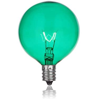 Imagem de MAINDECO Pacote com 25 lâmpadas de substituição G50, incandescentes de 120 V 7 W, base E12, para luzes de corda internas e externas - verde