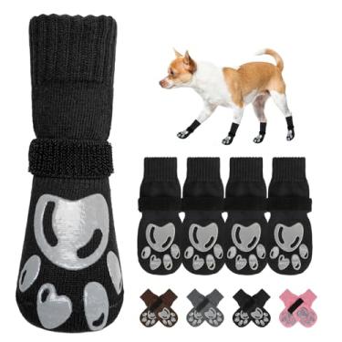 Imagem de BEAUTYZOO Meias para cães para evitar lamber patas - botas de cachorro e protetores de patas com garras em pisos de madeira, sapatos para cães para pavimento quente/frio pequenas, médias grandes