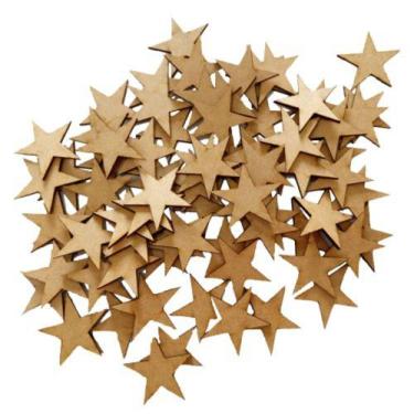 Imagem de 50 Apliques Tema Estrela em Mdf Cru 4,5x4,5cm - Taqua Laser