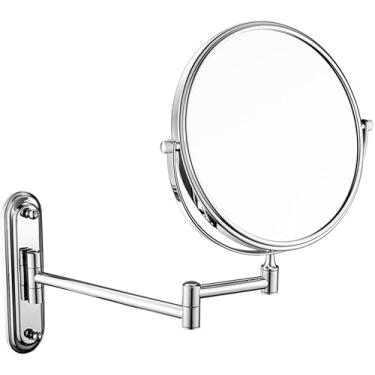Imagem de Espelho De Barbear Para Banheiro Espelho Giratório Espelho De Maquiagem Para Banheiro Espelho Cosmético Criativo Dobrável Lupa De Espelho Bidirecional, Silver, 8"(5X)